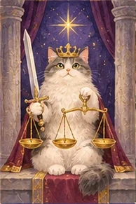ไพ่แมว แมวผู้ถือความยุติธรรม (Justice)