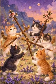 ไพ่แมว ห้าไม้เท้า (Five of Wands)
