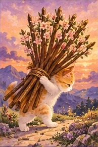 ไพ่แมว สิบไม้เท้า (Ten of Wands)