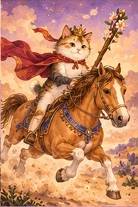 ไพ่แมว อัศวินไม้เท้า (Knight of Wands)