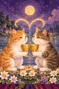 ไพ่แมว สองถ้วย (Two of Cups)