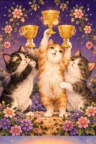 ไพ่แมว สามถ้วย (Three of Cups)