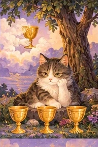 ไพ่แมว สี่ถ้วย (Four of Cups)