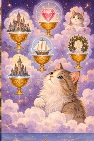 ไพ่แมว เจ็ดถ้วย (Seven of Cups)