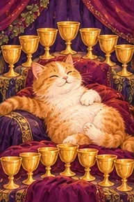 ไพ่แมว เก้าถ้วย (Nine of Cups)