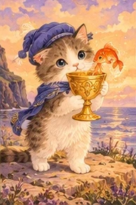 ไพ่แมว เด็กถือถ้วย (Page of Cups)