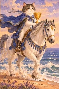ไพ่แมว อัศวินถ้วย (Knight of Cups)