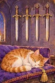 ไพ่แมว สี่ดาบ (Four of Swords)