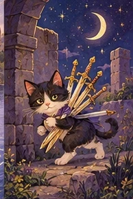 ไพ่แมว เจ็ดดาบ (Seven of Swords)