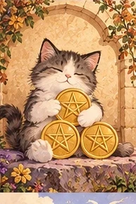 ไพ่แมว สี่เหรียญ (Four of Pentacles)