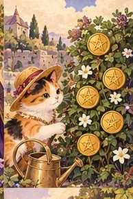 ไพ่แมว เจ็ดเหรียญ (Seven of Pentacles)