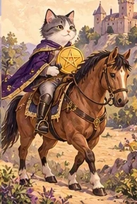 ไพ่แมว อัศวินเหรียญ (Knight of Pentacles)
