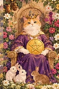 ไพ่แมว ราชินีเหรียญ (Queen of Pentacles)